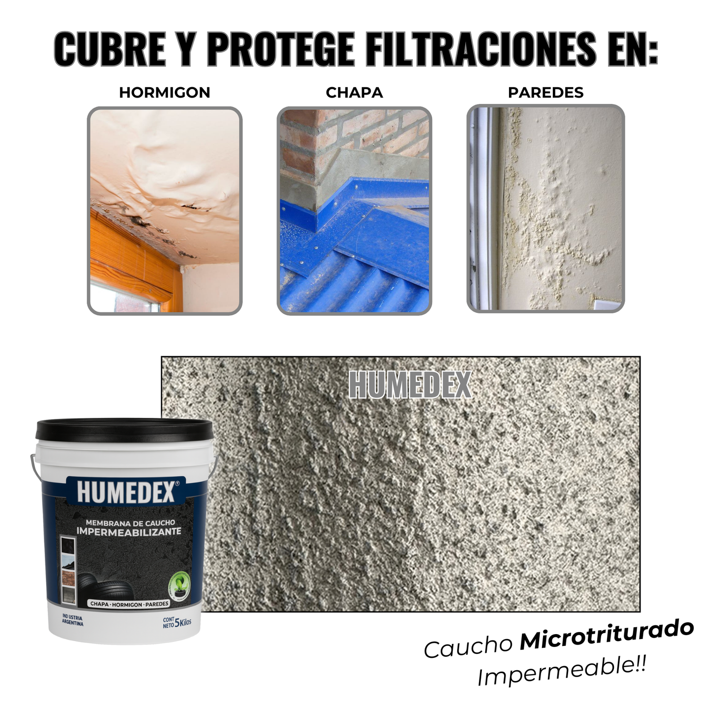 MEMBRANA DE CAUCHO IMPERMEABLE HUMEDEX® - Sellador de caucho 5 en 1!